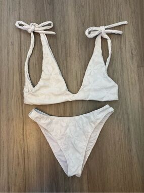 Kenny Flowers Textured White Floral Bikini Set- SANTORINI *TWO DIFFERENT SIZES*